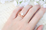 Leaf & Vine Engagement Ring - Floral Scroll Ring - Art Deco Ring - Wedding Ring Set - Rose Gold Ring - Milgrain Ring - Sterling Silver