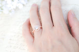 Rose Gold Engagement Ring - Art Deco Wedding Ring - Round Halo Ring - Vintage Style Ring - Promise Ring - Sterling Silver - 1 Carat