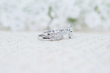 Art Deco Wedding Set - Cushion Cut Ring - Floral Engagement Ring - Engagement Ring - Promise Ring - Flower Ring - Sterling Silver