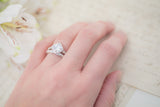 Art Deco Wedding Set - Cushion Cut Ring - Floral Engagement Ring - Engagement Ring - Promise Ring - Flower Ring - Sterling Silver
