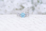 Art Deco Engagement Ring - Vintage Inspired Ring - Antique Style - Blue Topaz -  Round Cut Solitaire Ring - 1.2 Carat - Sterling Silver