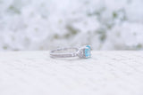 Art Deco Engagement Ring - Vintage Inspired Ring - Antique Style - Blue Topaz -  Round Cut Solitaire Ring - 1.2 Carat - Sterling Silver