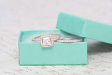 Rose Gold Halo Engagement Ring - Sterling Silver Wedding Ring - Small Ring - Wedding Ring Set - Cushion Cut Ring - 1/2ct Ring