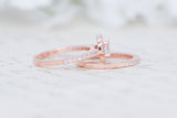 Rose Gold Round Halo Ring - Sterling Sliver Ring - Engagement Ring Set - Round Cut Ring - Halo Engagement Ring - Wedding Ring