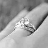 Art Deco Engagement Ring - Vintage Inspired Ring -  Antique Style - Wedding Ring Set - Round Cut Solitaire Ring -  2 Carat - Sterling Silver