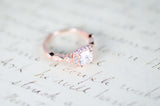 Rose Gold Engagement Ring - Cushion Cut Halo Ring - Art Deco Ring - Promise Ring - Vintage Ring - Wedding Ring - Sterling Silver