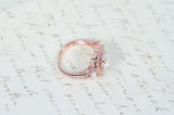 Rose Gold Wedding Ring - Sterling Silver Ring - Vintage Engagement Ring - Cubic Zirconia Ring - Halo Ring - Art Deco Ring - Big Ring