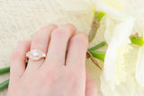 Rose Gold Wedding Ring - Sterling Silver Ring - Vintage Engagement Ring - Cubic Zirconia Ring - Halo Ring - Art Deco Ring - Big Ring