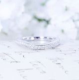 Curved Wedding Band - Art Deco Band - Sterling Silver Ring - Half Eternity Ring - Antique Style - Vintage Style Band
