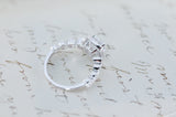 SALE - Art Deco Engagement Ring - Cushion Cut Ring - Halo Engagement Ring - Wedding Ring - Bead Dot Ring - Sterling Silver - 1.3 Carat