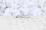 Art Deco Wedding Band - Stacking Ring - Half Eternity Band - Circle & Square Ring - Milgrain Band - Vintage Style - Sterling Silver